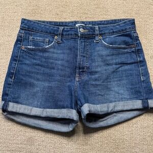 Old Navy Denim Shorts High Rise Cuffed‎ Dark Wash Womens Size 8